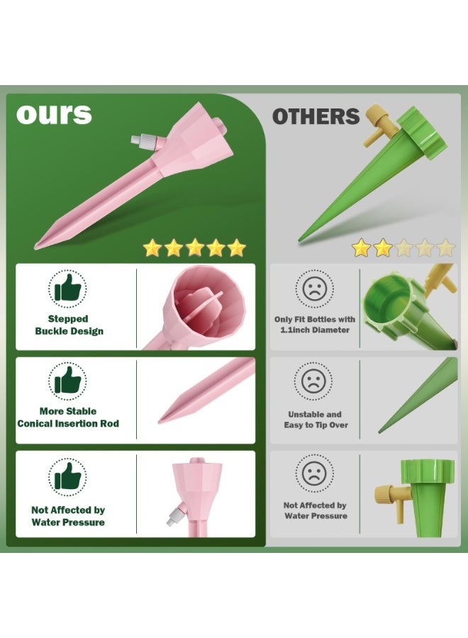 OSHIMA 8 Pcs Water Spike, Self Watering Spikes for Plants, Self Watering System Stakes, Plant Self Watering Insert Devices for Indoor Outdoor Potted Plants with Adjustable Control Valve Switch (Green+Pink) - Image 2